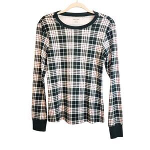 Petit Lem Holiday Pajama Top Women’s Medium Plaid Long Sleeve Green Red White